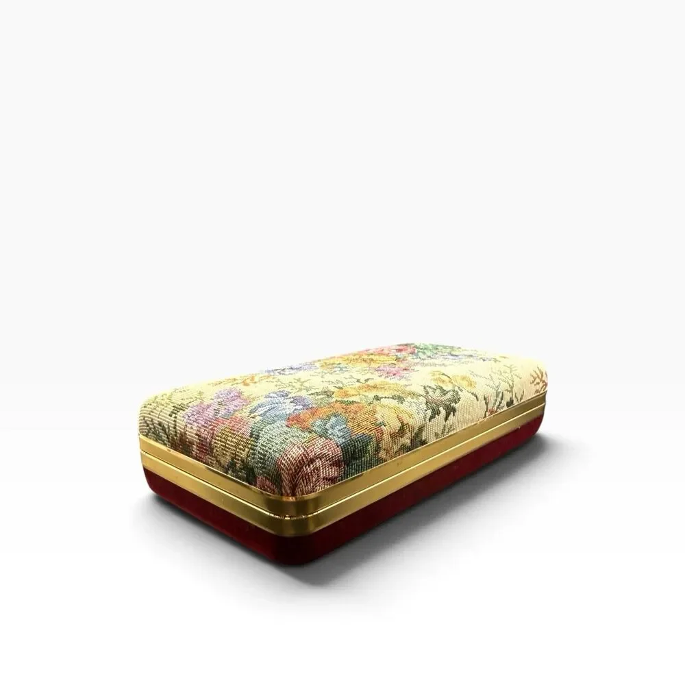 Vintage Floral Tapestry Flowers Jewelry Travel Hard Shell For Rings And Earrings
